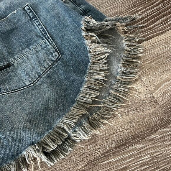 One Teaspoon Le Wolves Cut Off Denim Shorts Fox Black Mid Length Distressed 29 - Picture 6 of 16